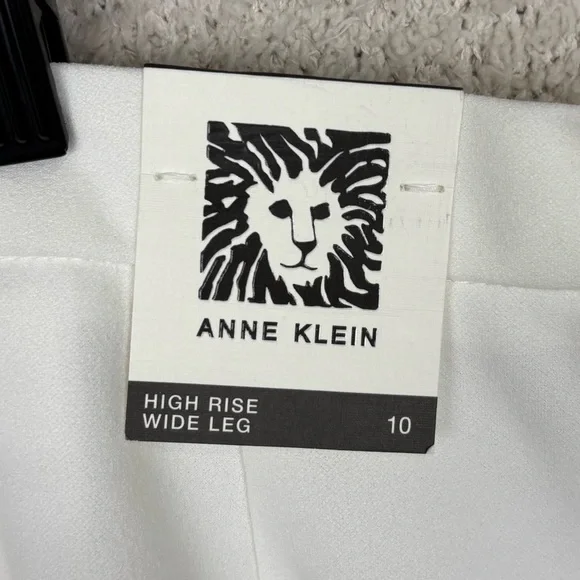 Anne Klein Pants Womens 10 Ivory High Rise Wide Leg Professional Office Career - Picture 10 of 13